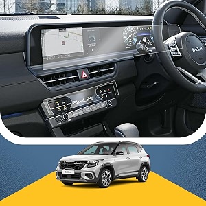 pet full screen protector compatible with kia seltos 2023 facelift 1025 inch infotainment and cluster in single guard with ac panel guard  clear  pack of 1