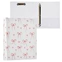 Caikeny 3 Ring Binder Bows Hearts 1.5 Inch Binders Ribbons Round Ring Clipboard with 2 Pockets for Office Supplies