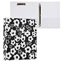 Caikeny 3 Ring Binder Football Ball Grunge 1.5 Inch Binders Sport Soccer Round Ring Clipboard with 2 Pockets for Office Supplies