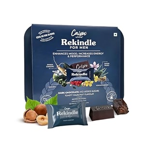 rekindle for men  ashwagandha ginseng amp safed musli  dark chocolate supplements for men  for energy stamina amp mood  caim by relang  mix orange  espresso  1x20 pc 300g