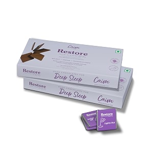 restore your sleep  dark chocolate for deep sleep  no added melatonin  natural sleep aid  caim by relang  non-habit forming amp vegan  2x30 pieces 240g