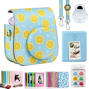 caiul camera accessories bundle compatible with fujifilm instax mini 11 ice blue lemon
