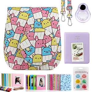 caiul compatible mini 11 camera case bundle with album filters other accessories for fujifilm instax mini 11 9 8 8 animal cream 7 items