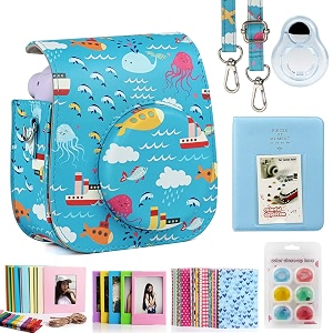 caiul compatible mini 11 camera case bundle with album filters other accessories for fujifilm instax mini 11 9 8 8 blue ocean 7 items