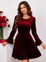 CAJUNI Women Fit and Flare Maroon Knee