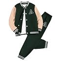 Cakaner Boys Color Block Button Down Shirt and Jogger Pants Button Up Sweatsuits Sets (Size: 5-12T)
