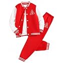 Cakaner Boys Color Block Button Down Shirt and Jogger Pants Button Up Sweatsuits Sets (Size: 5-12T)
