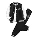 Cakaner Boys Color Block Button Down Shirt and Jogger Pants Button Up Sweatsuits Sets (Size: 5-12T)