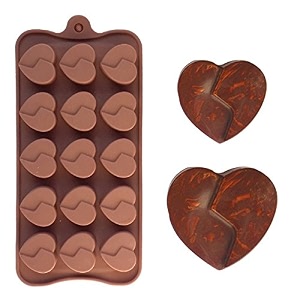 cake decor 15-cavity heartsstars and shells shape silicone brown chocolate moulds
