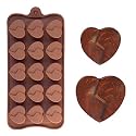 Cake Decor 15-Cavity Hearts,Stars and Shells Shape Silicone Brown Chocolate Moulds