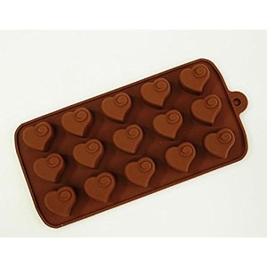 cake decor 15-cavity heartsstars and shells shape silicone brown chocolate moulds