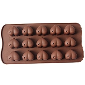 cake decor silicon 15 cavity heart design brown chocolate mould ice mould chocolate decorating mould