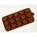 Cake Decor 15-Cavity Hearts,Stars and Shells Shape Silicone Brown Chocolate Moulds