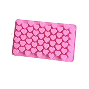 cake decor - silicone 55 cavity mini heart mould - multi-use for chocolate mini muffin candy pastry ice - flexible - oven microwave freezer safe - easy demoulding