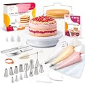 Cake Decorating Kit with Premium Piping Nozzles & Piping Bag, Rotating Cake Plate, Cake Cutter and Versatile Baking Accessories