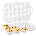 CAKETIME 12 Cups &amp; 24 Cups Silicone Muffin Pan with Metal Frame, Regular &amp; Mini Muffin Pan Set for Baking 2 Pack