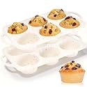 CAKETIME Large Muffin Pan, Metal Reinforced Frame 3.5 Inch Jumbo Silicone Muffin Pan Nonstick 6 Cups for Baking Jumbo Muffin, Frittatas, Jumbo Cupcakes 2 Pack Confetti