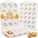 CAKETIME Silicone Muffin Pan Set for Baking with Metal Reinforced Frame