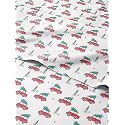Cal King Christmas Cars Sheet Set - Holiday Xmas Pattern Linen Set - Deep Pockets - Snug Fit - 4 Piece - Wrinkle Free - Comfy &amp; Cooling Bedding - Easy to Care for - Kid Friendly - by CGK Linens