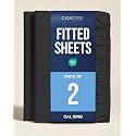 Cal King Fitted Sheet - Pack of 2 Single Fitted Bottom Sheet Only - Black