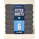 Cal King Fitted Sheet - Pack of 2 Single Fitted Bottom Sheet - Dark Grey