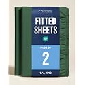 Cal King Fitted Sheet - Pack of 2 Fitted Bottom Sheet - Emerald Green