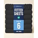 Cal King Fitted Sheet - Pack of 2 Single Fitted Bottom Sheet Only - Black