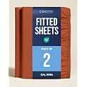 Cal King Fitted Sheet - Pack of 2 Single Fitted Bottom Sheet - Terracotta
