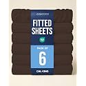 Cal King Fitted Sheet - Pack of 2 Single Fitted Bottom Sheet Only - Brown