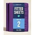 Cal King Fitted Sheet - Pack of 2 Single Fitted Bottom Sheet Only - Purple