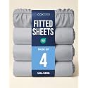Cal King Fitted Sheet - Pack of 4 Single Fitted Bottom Sheet - Steel Blue