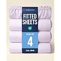 Cal King Fitted Sheet - Pack of 4 Fitted Bottom Sheet - Light Lavender