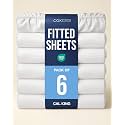 Cal King Fitted Sheet - Pack of 6 Fitted Bottom Sheet - Antique White