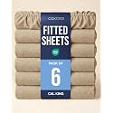 Cal King Fitted Sheet - Pack of 6 Fitted Bottom Sheet - Heathered Tan