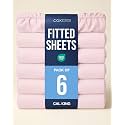 Cal King Fitted Sheet - Pack of 6 Fitted Bottom Sheet - Lavender Pink