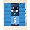 Cal King Fitted Sheet - Pack of 6 Single Fitted Bottom Sheet - Royal Blue
