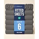 Cal King Fitted Sheet - Pack of 6 Single Fitted Bottom Sheet - Charcoal