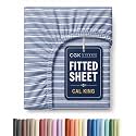 Cal King Fitted Sheet - Single Fitted Sheet Only - Cooling - Blue Stripes
