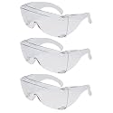 Calabria 3000 Fitover Safety Glasses with Uni-Lens – [Clear - 3 Pack] Wrap Around Eye Protection | Anti-Fog Scratch Resistant | Protective Eyewear