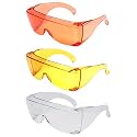Calabria 3000 Fitover Safety Glasses with Uni-Lens – [Clear/Orange/Yellow - 3 Pack] Wrap Around Eye Protection | Anti-Fog Scratch Resistant | Protective Eyewear