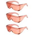 Calabria 3000 Fitover Safety Glasses with Uni-Lens – [Pink Fl-41-3 Pack] Wrap Around Eye Protection | Anti-Fog Scratch Resistant | Protective Eyewear