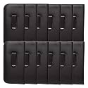 Calabria Medium Soft Slim Slip-in Eyeglass Case Black w/Plastic Clip Faux Leather Mens Womens Glasses Pouch Sunglass Holder - 12PACK