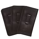 Calabria Medium Soft Slim Slip-in Eyeglass Case Black 3 Pack w/Plastic Clip Faux Leather Men Women Sunglasses Pouch Holder