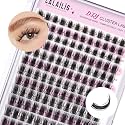 CALAILIS Individual Lashes, DIY Eyelash Extensions, 144Pcs D Curl Cluster Lashes, Super Thin Glue-based Band, Natural Look Reusable, Lasting for 48 Hours Individual DIY Eyelashes(HD19-DH)