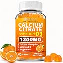 Calcium 1200 mg with Vitamin D3 Gummies, Calcium Chews for Women Men, 60Ct