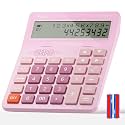 Calculators Desktop,Ipepul Talking Calculator with 2-line 12-Digits Large LCD Display and Large Button,4 Function Calculator for Business,Office,Store,School (Pink)