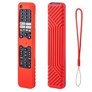 heavy duty armor silicone cover case pouch compatible for rmf-tx520p sony smart tv voice remote with loop remote not included b-red