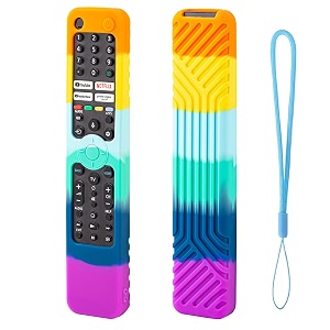 heavy duty armor silicone remote case pouch compatible with rmf-tx520p sony smart tv voice remote with loop b-multi
