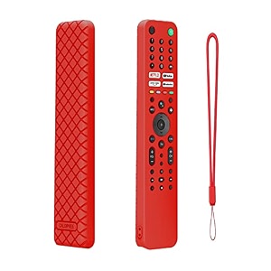 silicone voice remote case pouch compatible with rmf-tx520p - sony smart tv remote with loop red