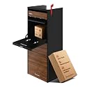 Cali USPS Compatible Mailbox, Classic Black/Walnut Package Mailbox, Anti-Theft Locking Parcel Drop Box for Porch Or Curbside, Large Mailbox for Packages, Weather-Sealed Powder Coated Steel